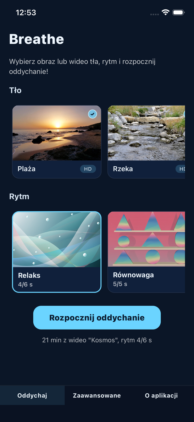 Ekran główny Breathe